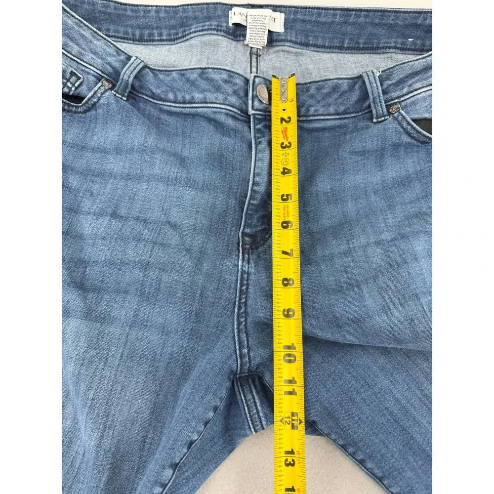 Lane Bryant Wide Leg Denim Jeans Womens 22P Petite (42x28) Raw Hem Medium Wash